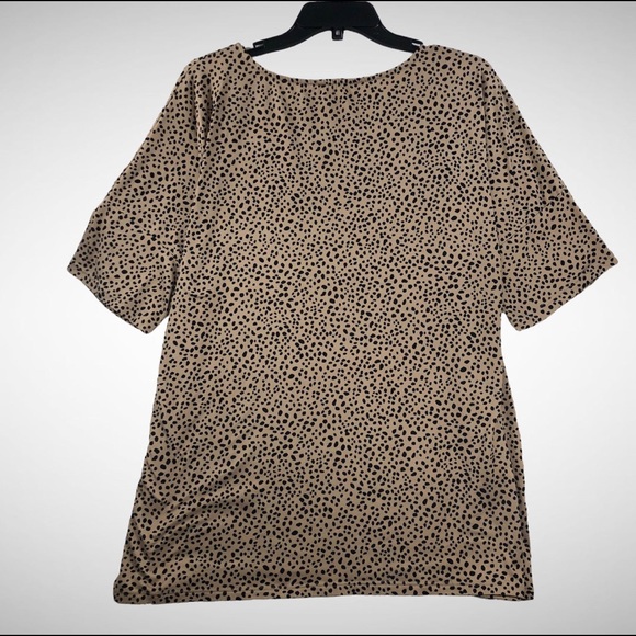 Reb In J Womens Black & Tan Polka Dot Dolman Style T-Shirt Size XL! - Picture 2 of 4